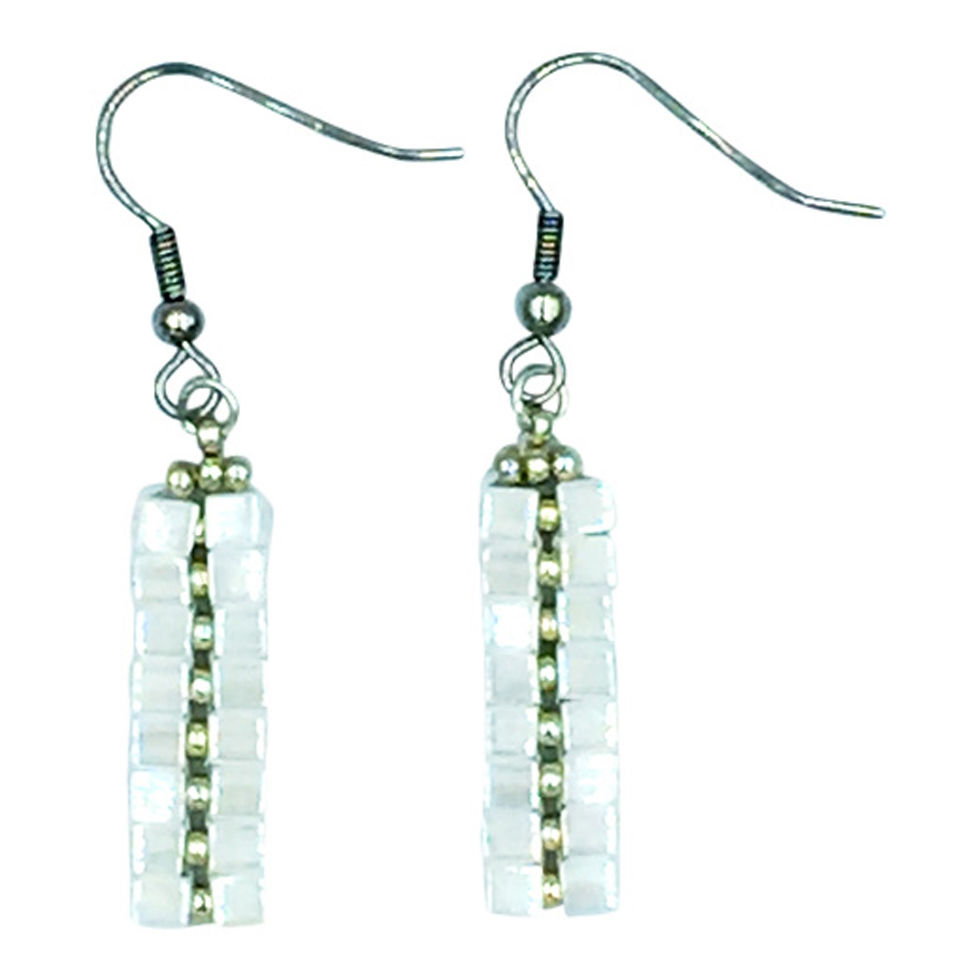 Thumbnail: Cube Non Matte Finish Alternating Earrings