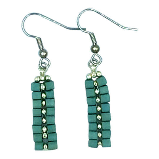 Thumbnail: Cube Matte Finish Alternating Earrings