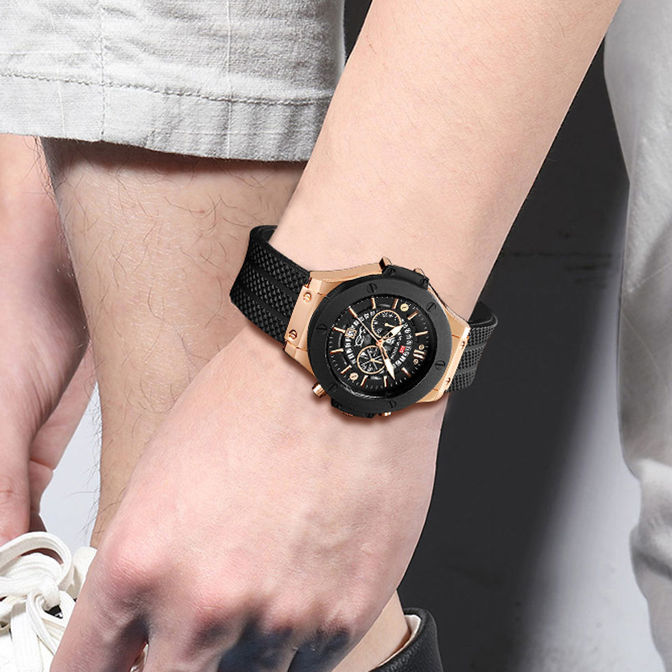 Miniatura: Relógio de luxo  com bracelete em silicone.