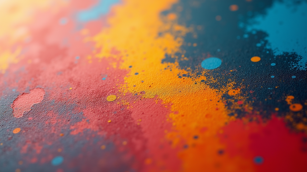 Close-up view of a vibrant abstract painting