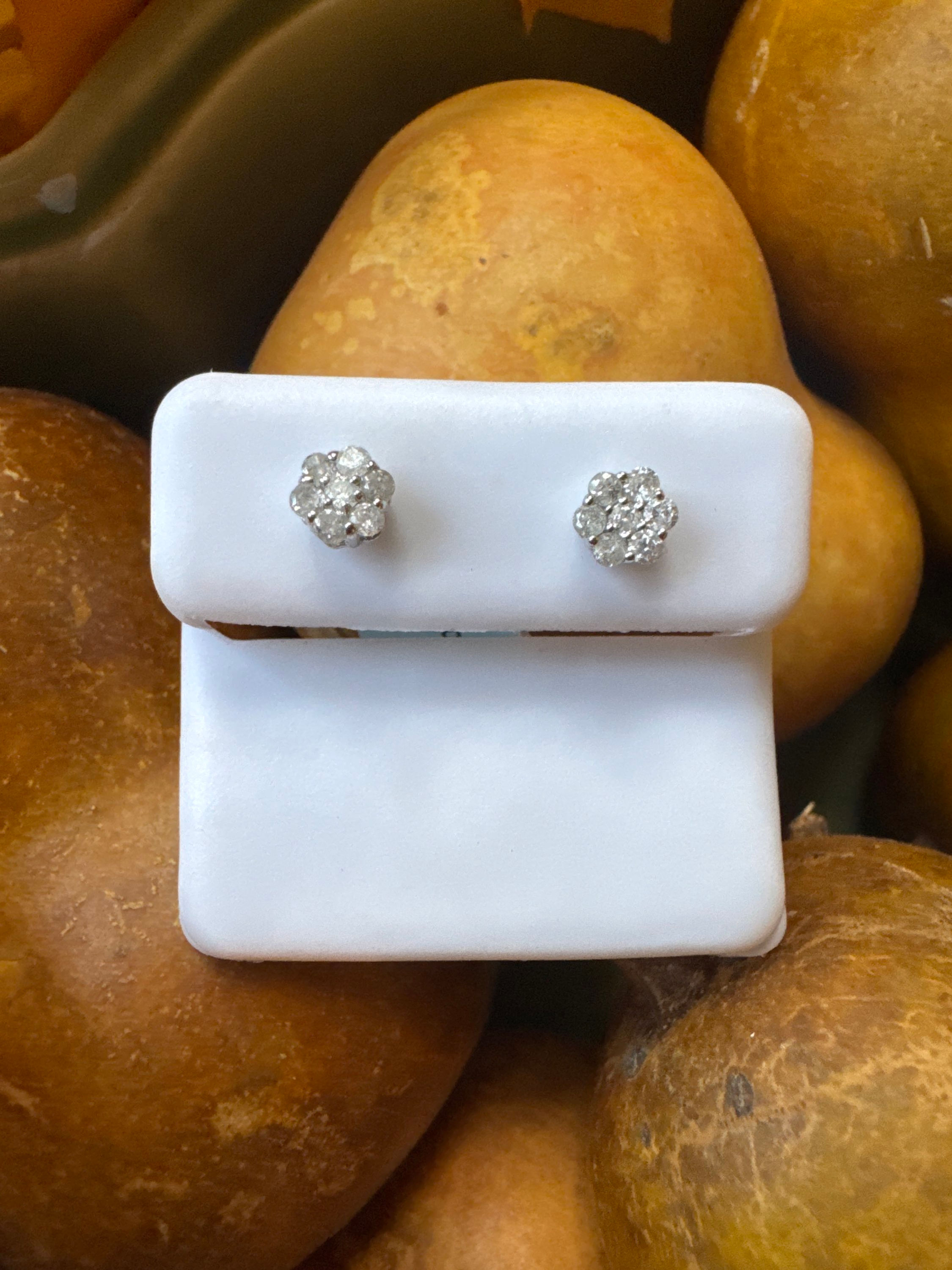 Small floral diamond earrings