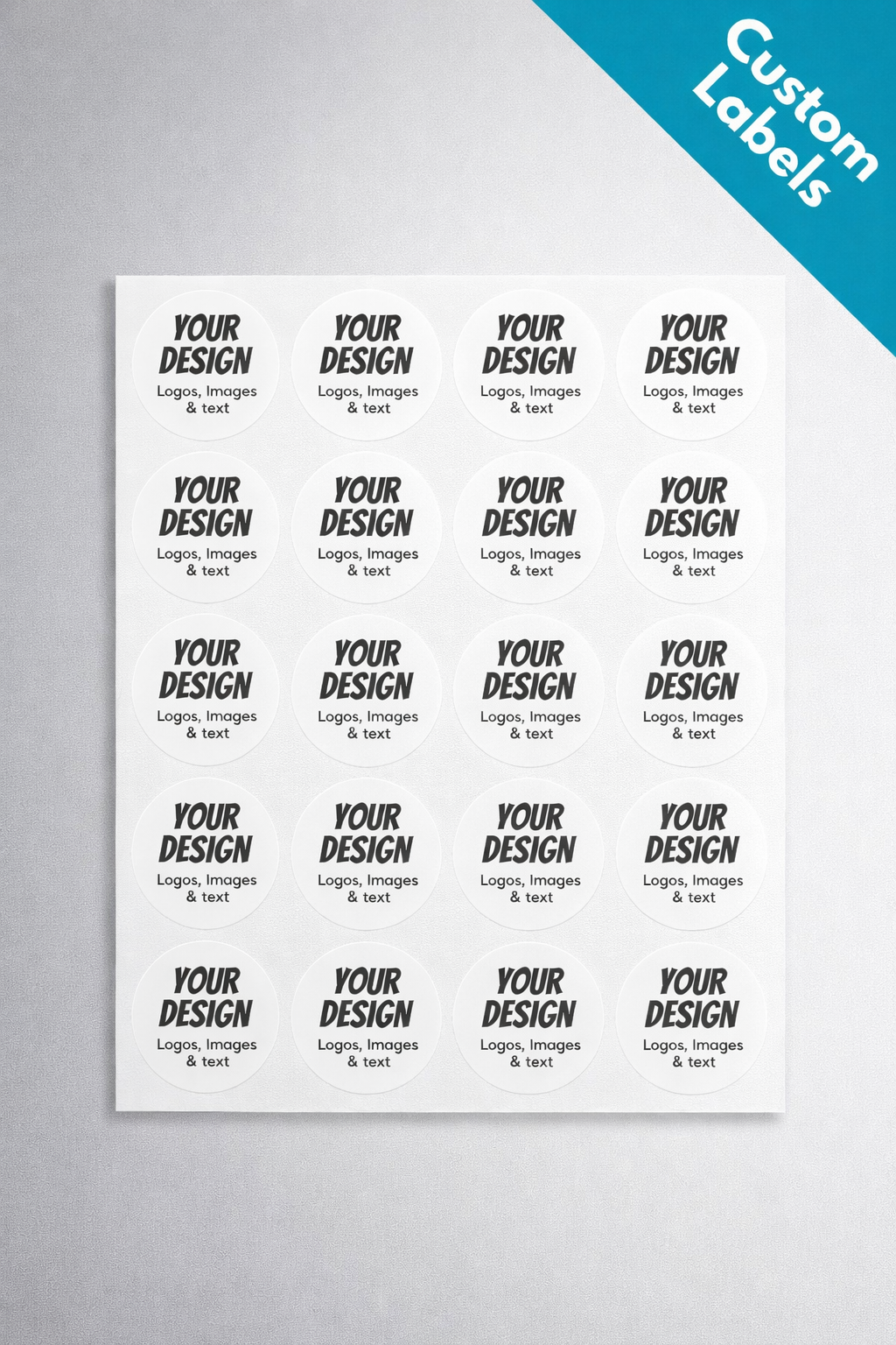 Custom Stickers 24 Per Sheet 40mm Circle