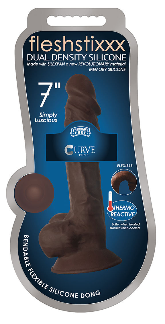 7 Inch Fleshstixxx Silicone Dildo With Balls - Chocolate