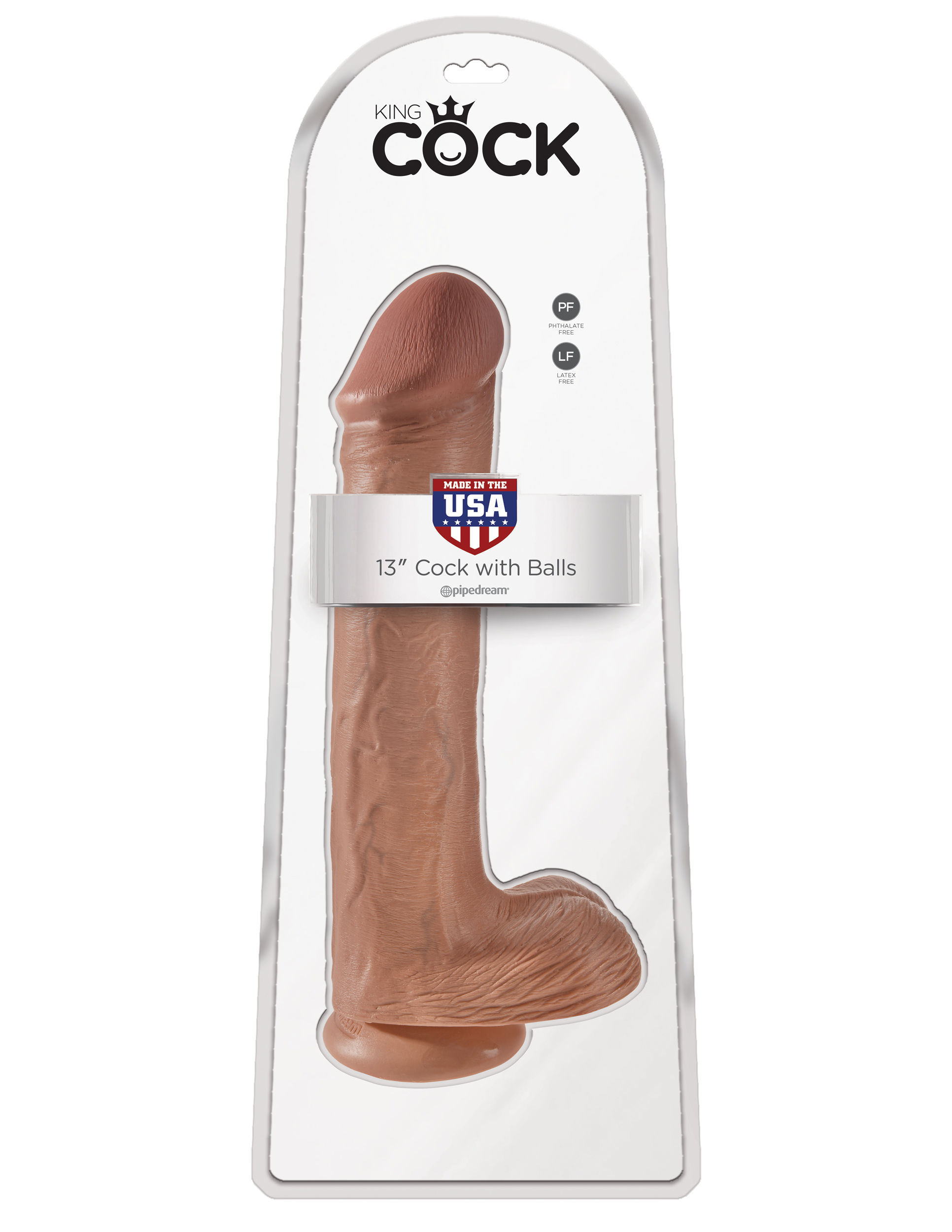 King Cock 13" Cock With Balls - Tan