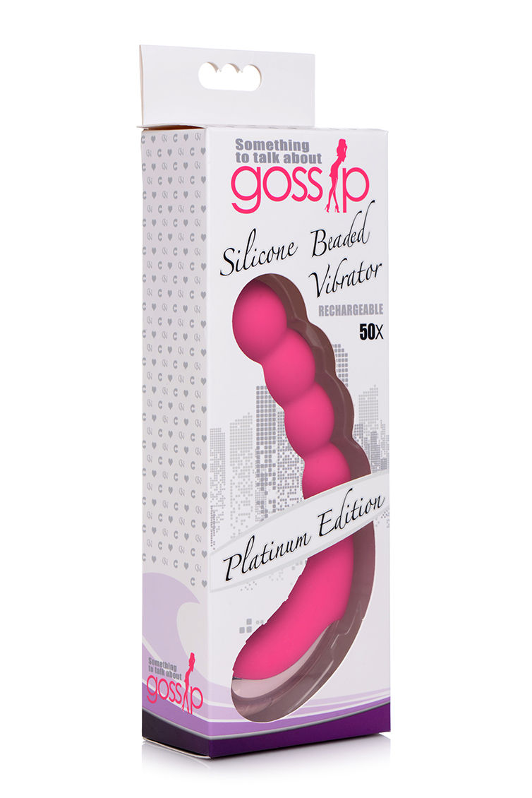 Silicone Beaded Vibrator - Magenta