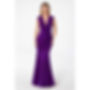 Ruched Fitted Cap Sleeve Gown with V-Neckline