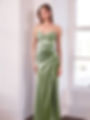 Thumbnail: Satin Fitted Gown with Twisted Sweetheart Neckline