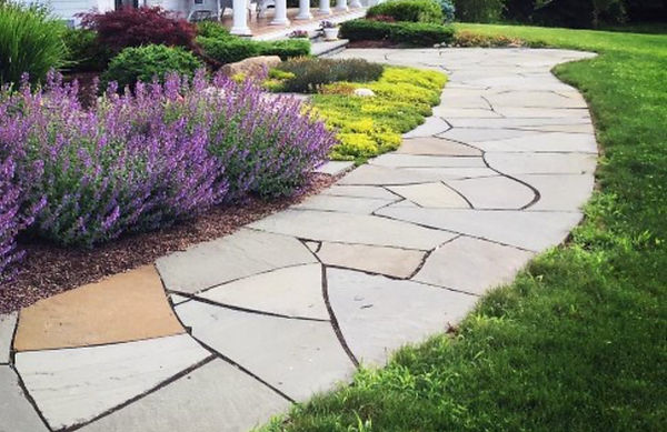 natural stone front yard walkway