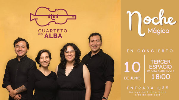 Afiche de concierto del Cuarteto del Alba en cafetería Tercer Espacio en 2023.