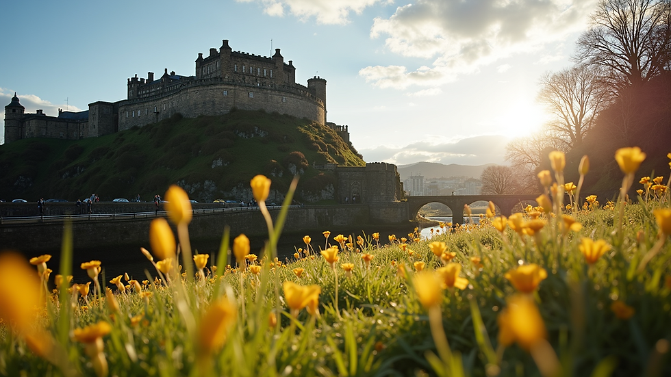 Eye-level view of Edinburgh Castle on a sunny day