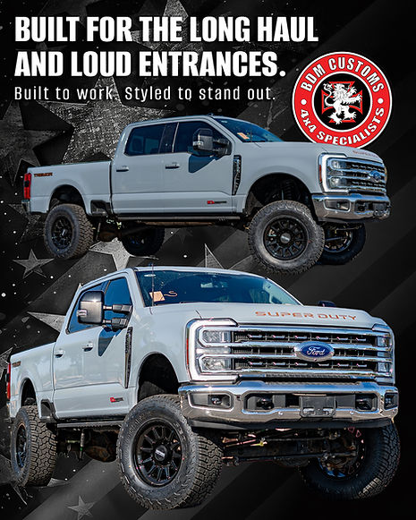 Custom lifted 2024 Ford F250 Tremor build by BDM Customs featuring 7-inch lift, Method wheels