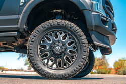 Ford F450 Super Duty aftermarket wheel upgrade featuring Fuel wheels and Nitto tires