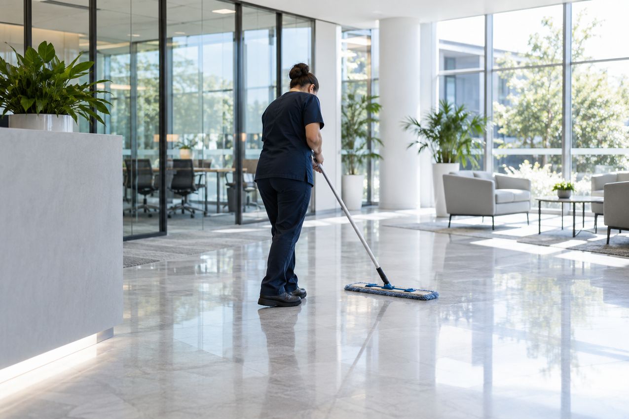 Beispielmotiv: Reinigung eines hellen Eingangsbereichs