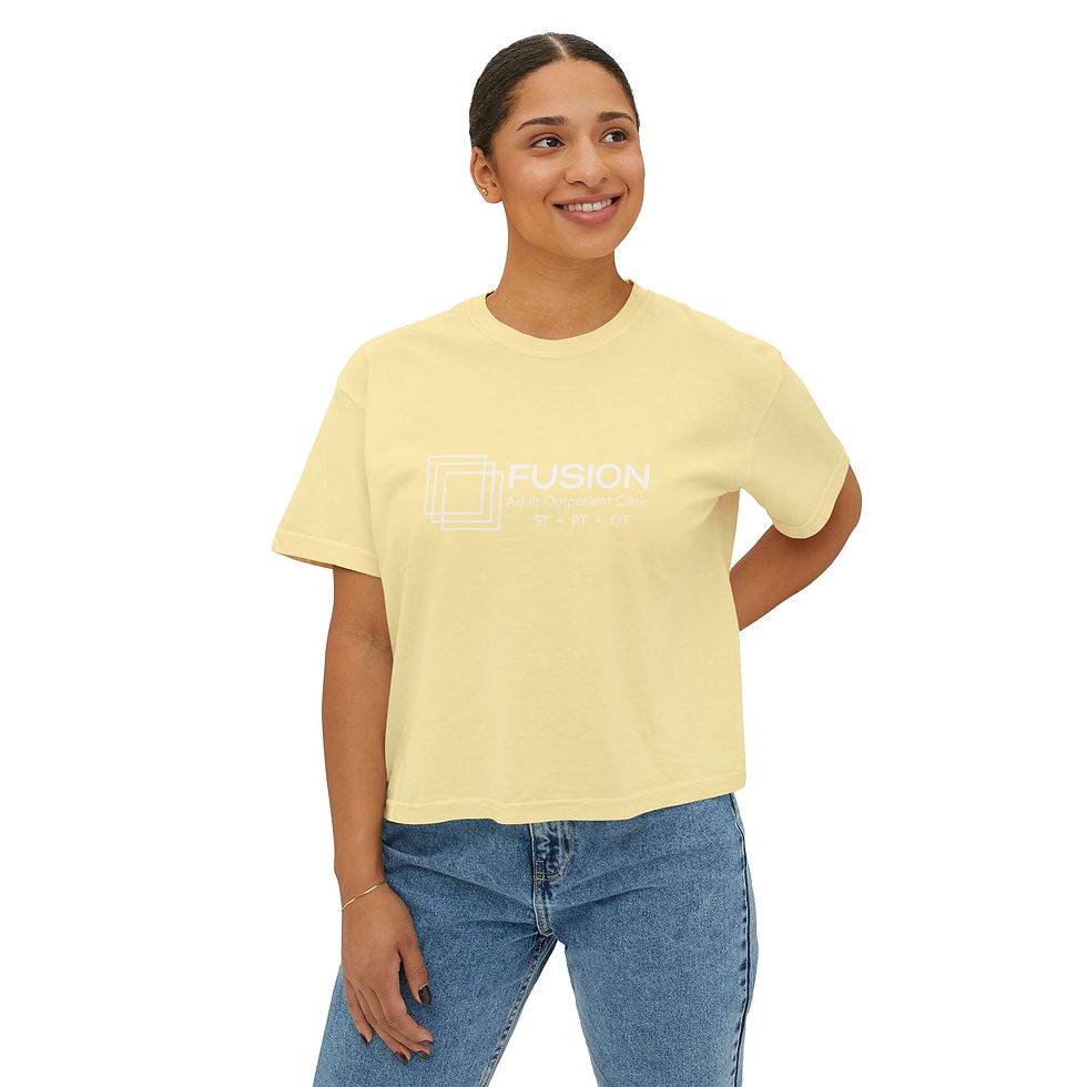 Thumbnail: FAOC - All White Logo Women's Semi-Cropped Boxy Comfort Colors Tee