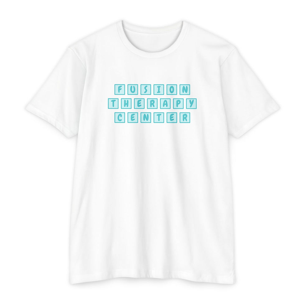 Thumbnail: Fusion Therapy Center Teal Letter Tiles Unisex Next Level Tee