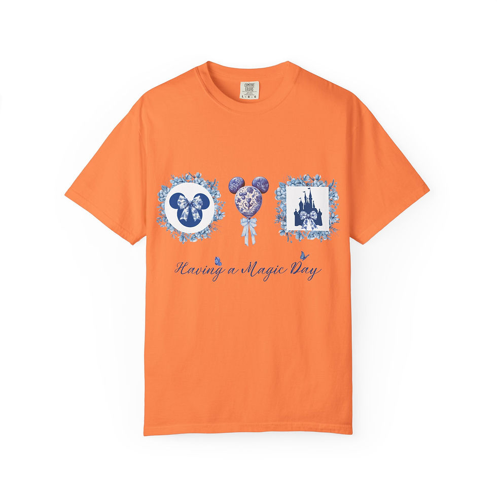 Thumbnail: Blue Coquette Magic Tee Shirt with unique, design. Perfect to wear at parks, combining style, and comfort.