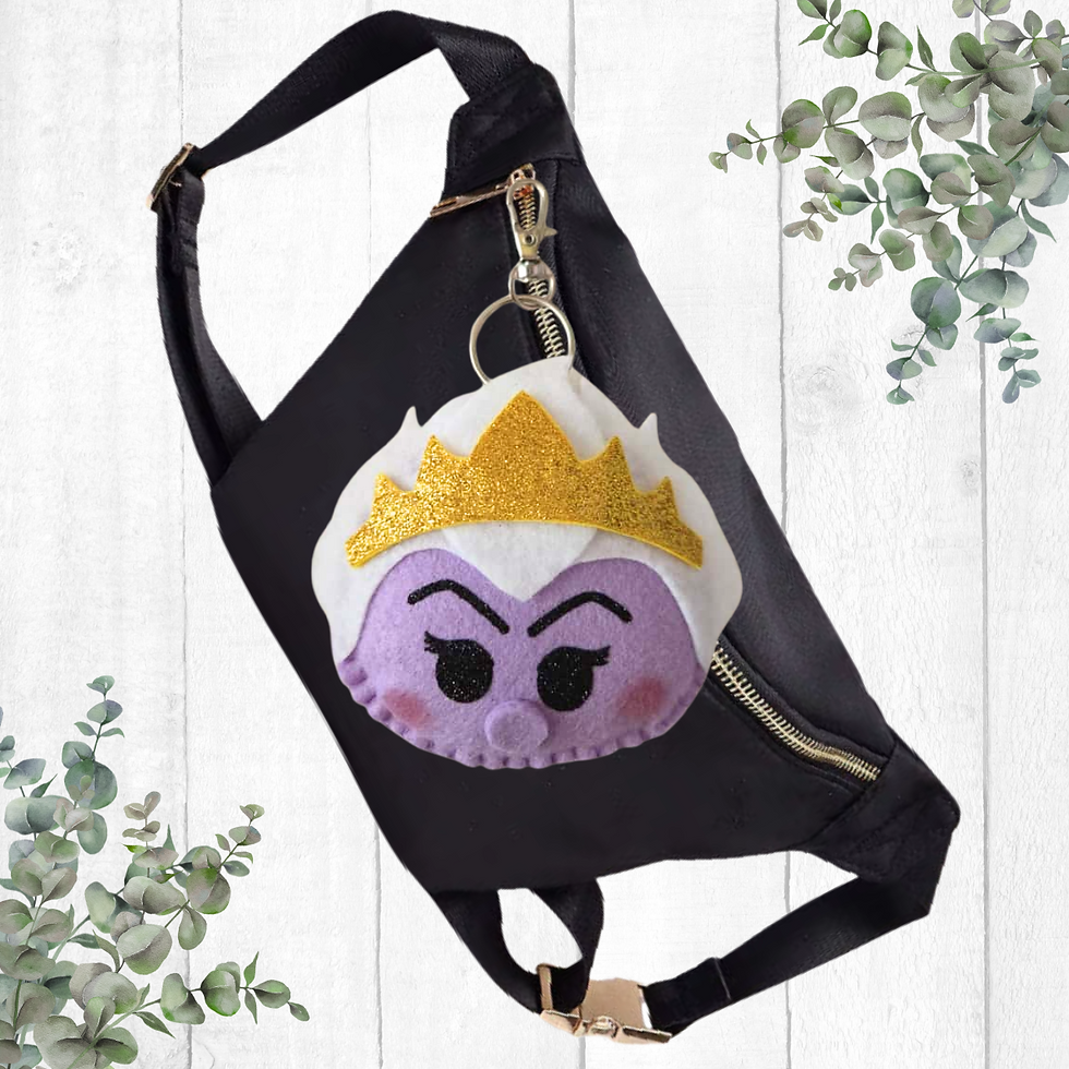 Ursula Keychain with unique, design. Perfect for park lovers who enjoy cute accessories. Perfect for bags!