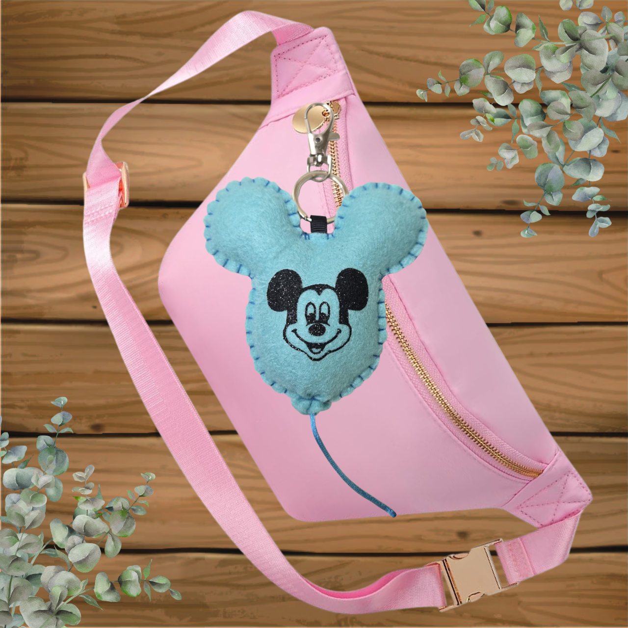 Blue Mouse Balloon Keychain with unique, design. Perfect for park lovers who enjoy cute accessories. Perfect for bags!