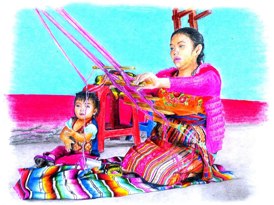 indigenous Guatemalan artisan weaves dog apparel