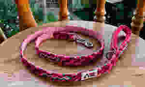 Handmade macrame dog leash with cushioned handle