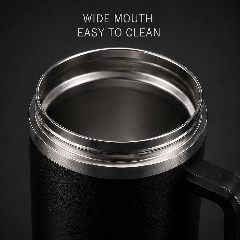 DEHYRA Flow insulated tumbler wide-mouth opening and stainless steel interior for easy cleaning access