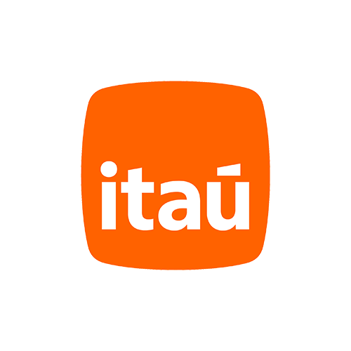Logotipo do Itaú, parceiro estratégico e case de comunicação da Buzz DML