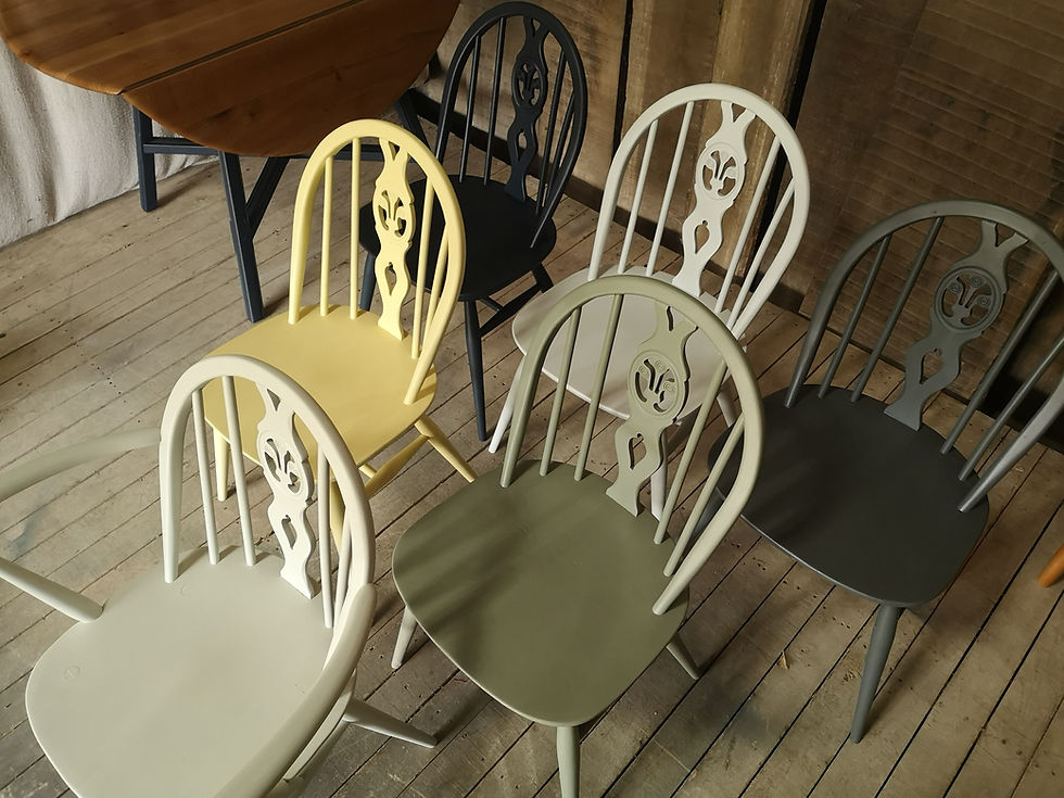 Custom Painted Ercol Fleur de Lys Dining Chair
