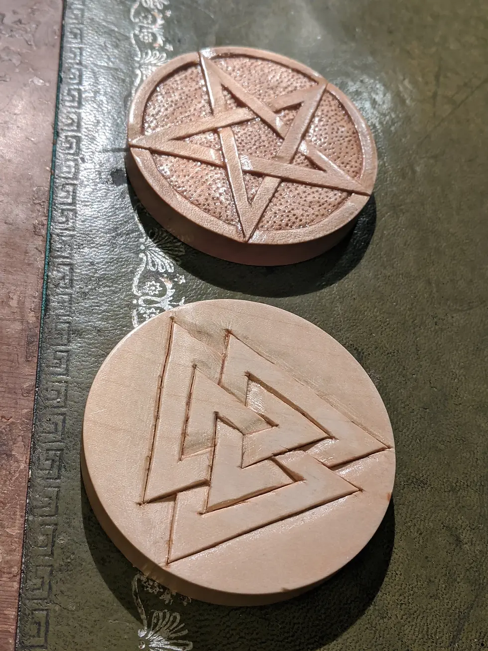 Thumbnail: Hand-crafted Valknut Wooden Coaster/Relief Plaque