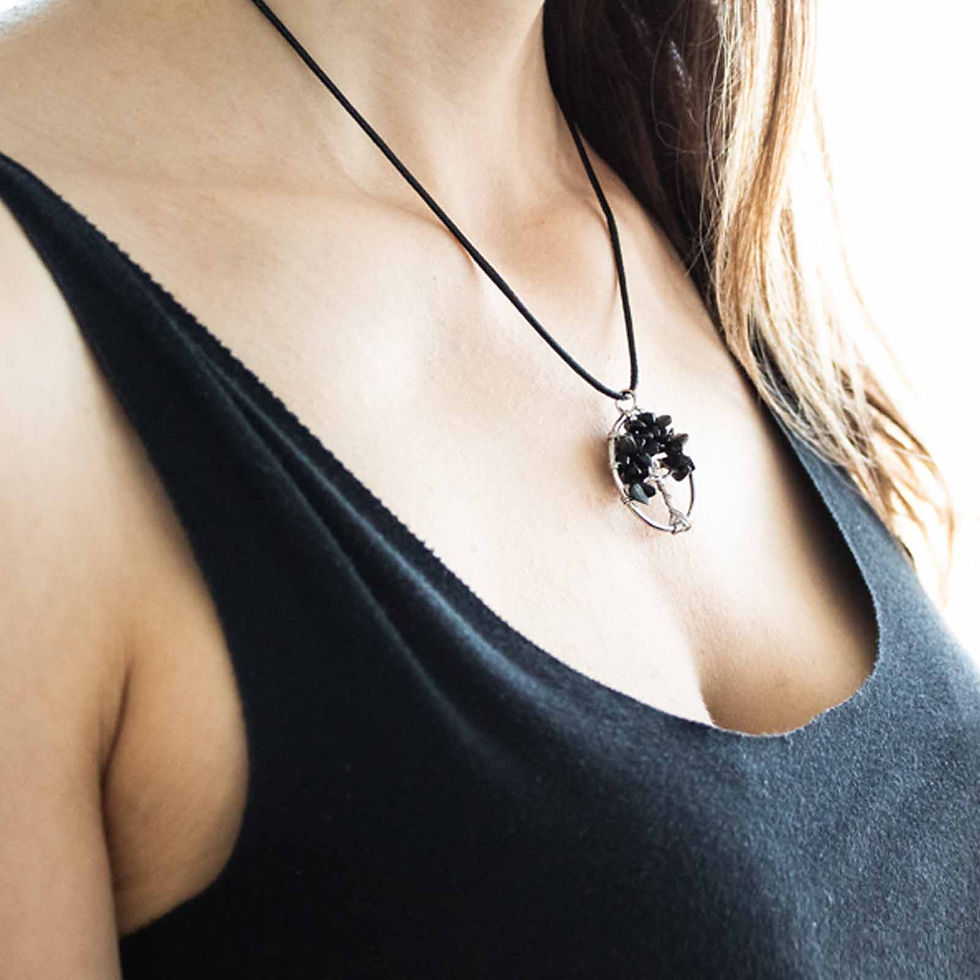 Thumbnail: Tree of Life Pendant - Black Agate