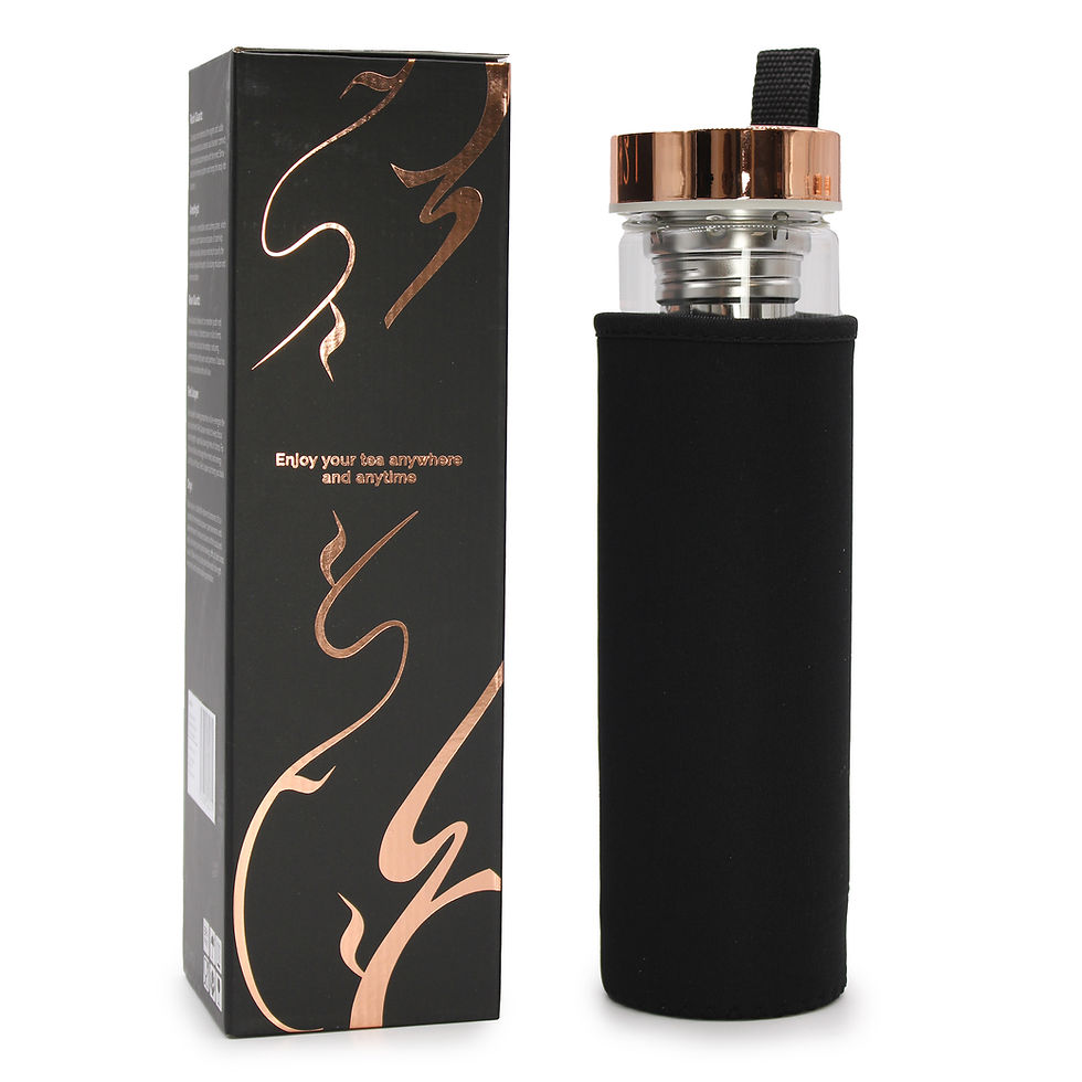 Thumbnail: Crystal Glass Tea Infuser Bottle - Rose Gold - Red Jasper