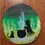 Thumbnail: Witch & Cat Painted Log Slice - Gothic/Samhain/Halloween Art in Acrylic - Small