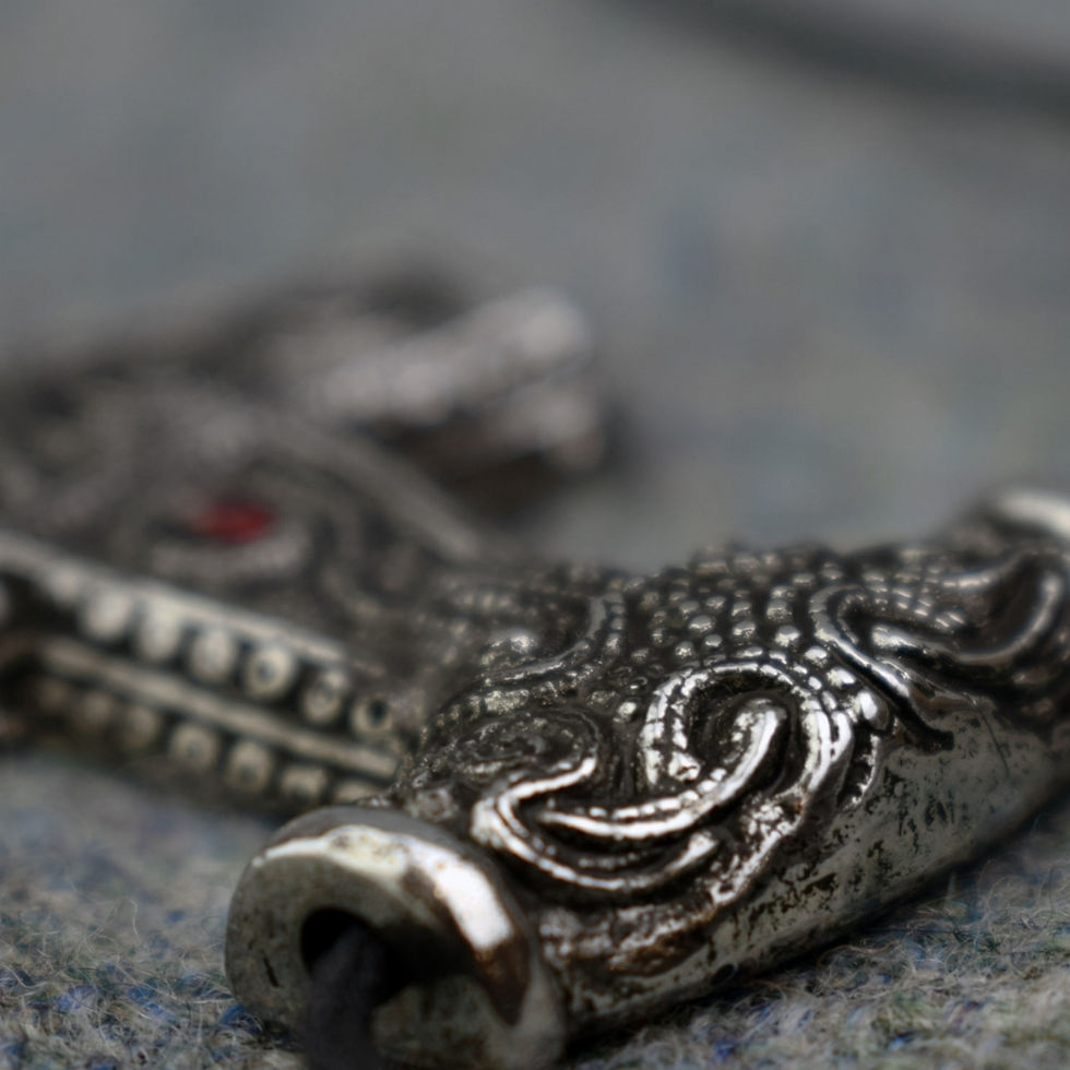 Thumbnail: Skane Hammer Red Pewter Norse Pendant