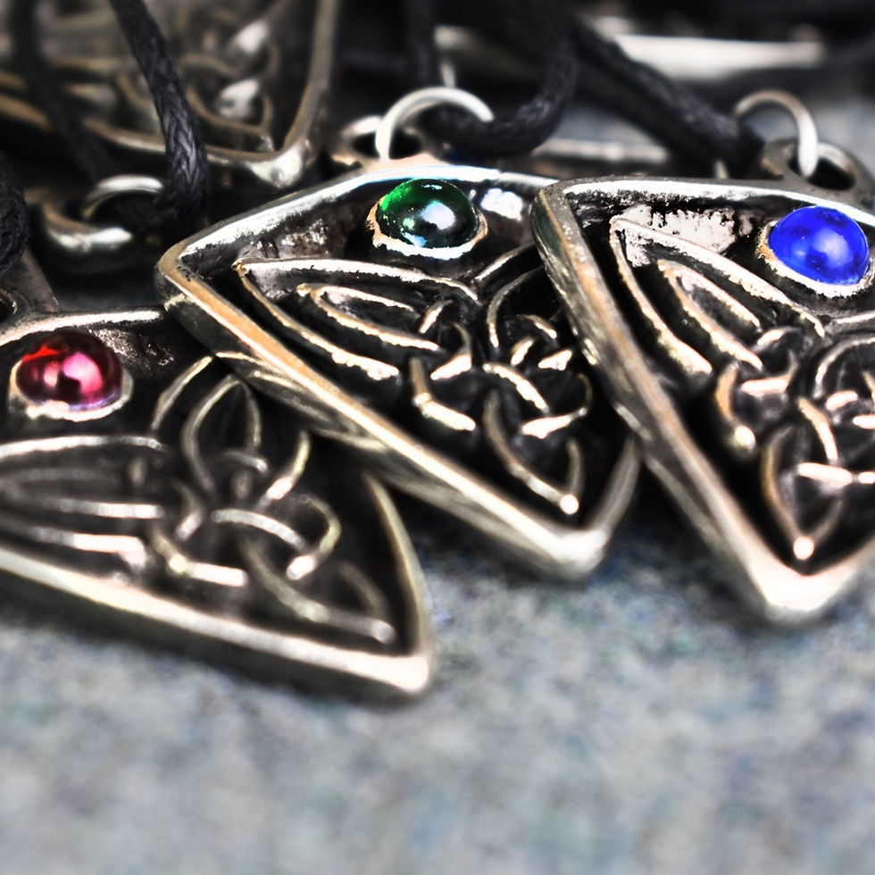 Thumbnail: St Ninian's Knot - Blue Stone - Celtic Pewter Pendant