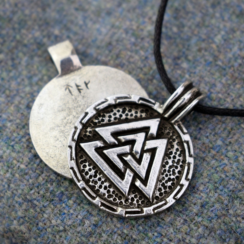 Thumbnail: Round Valknut Pewter Norse Pendant