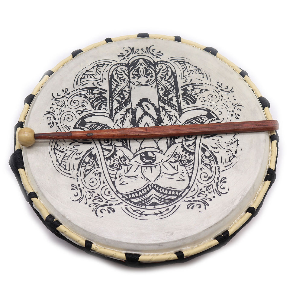 Thumbnail: Hamsa Shamanic Drum with Two Sticks - 30cm