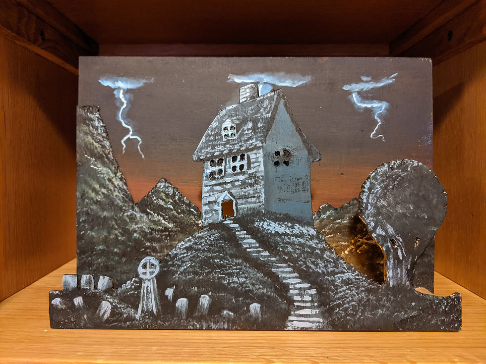 Thumbnail: Festive LED Tealight Display - Painted Pyrography Autumn Halloween/Samhain