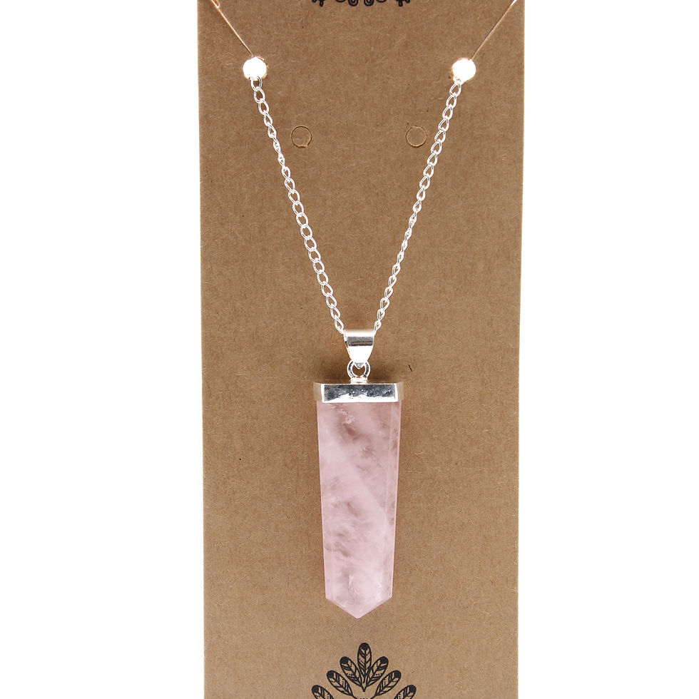 Thumbnail: Gemstone Flat Pencil Pendant - Rose Quartz