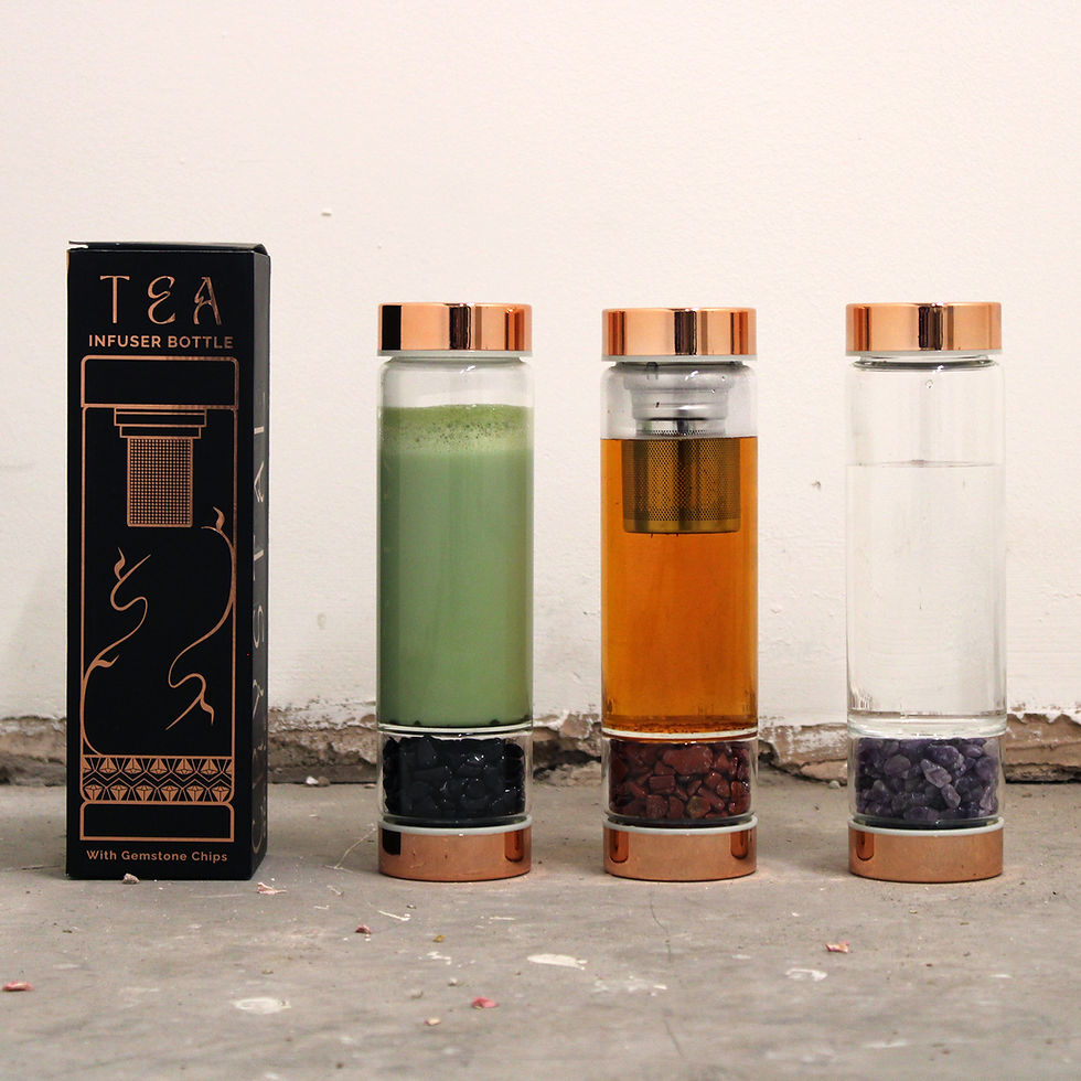 Thumbnail: Crystal Glass Tea Infuser Bottle - Rose Gold - Onyx