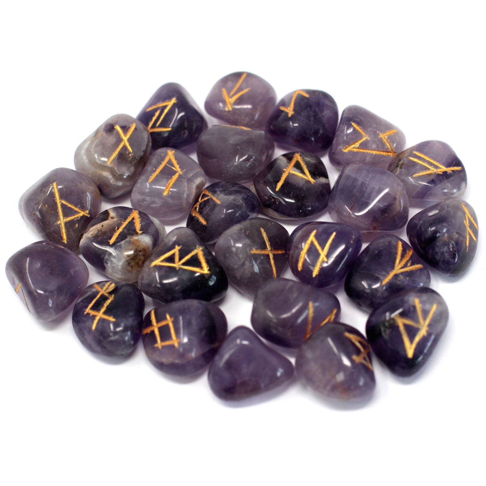Runes Stone Set in Pouch - Amethyst