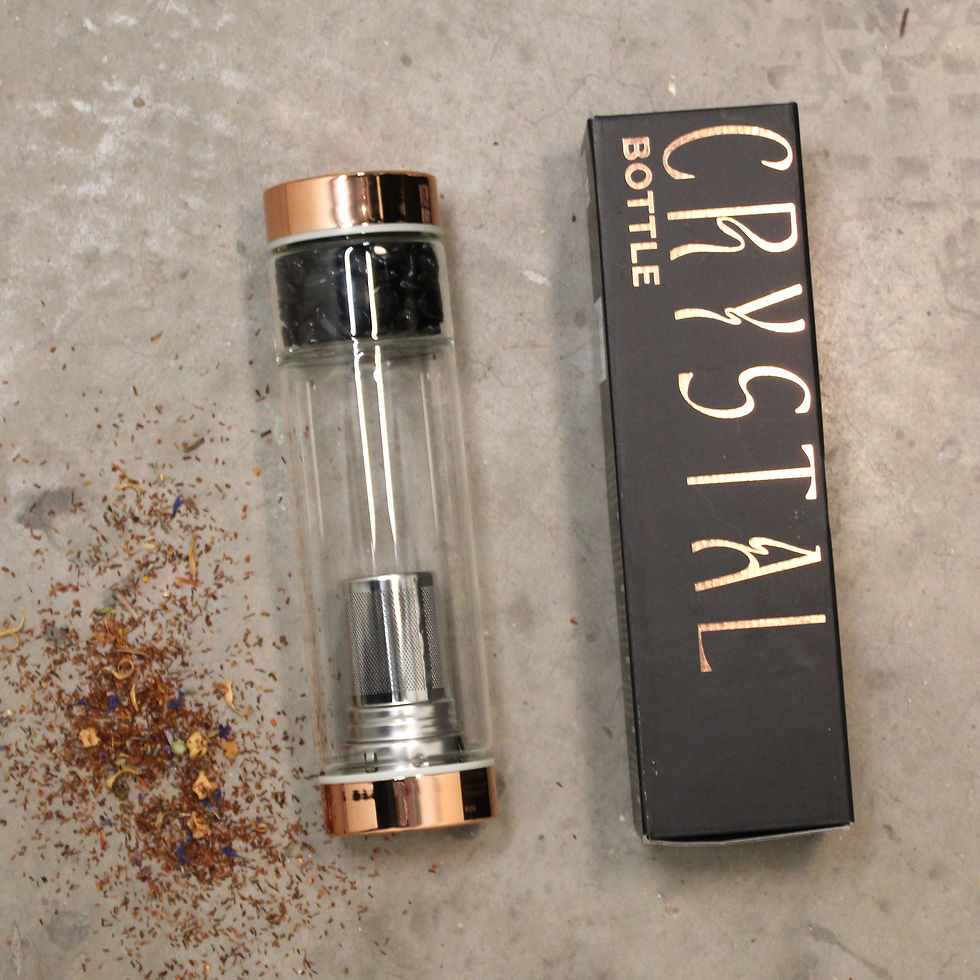 Thumbnail: Crystal Glass Tea Infuser Bottle - Rose Gold - Amethyst