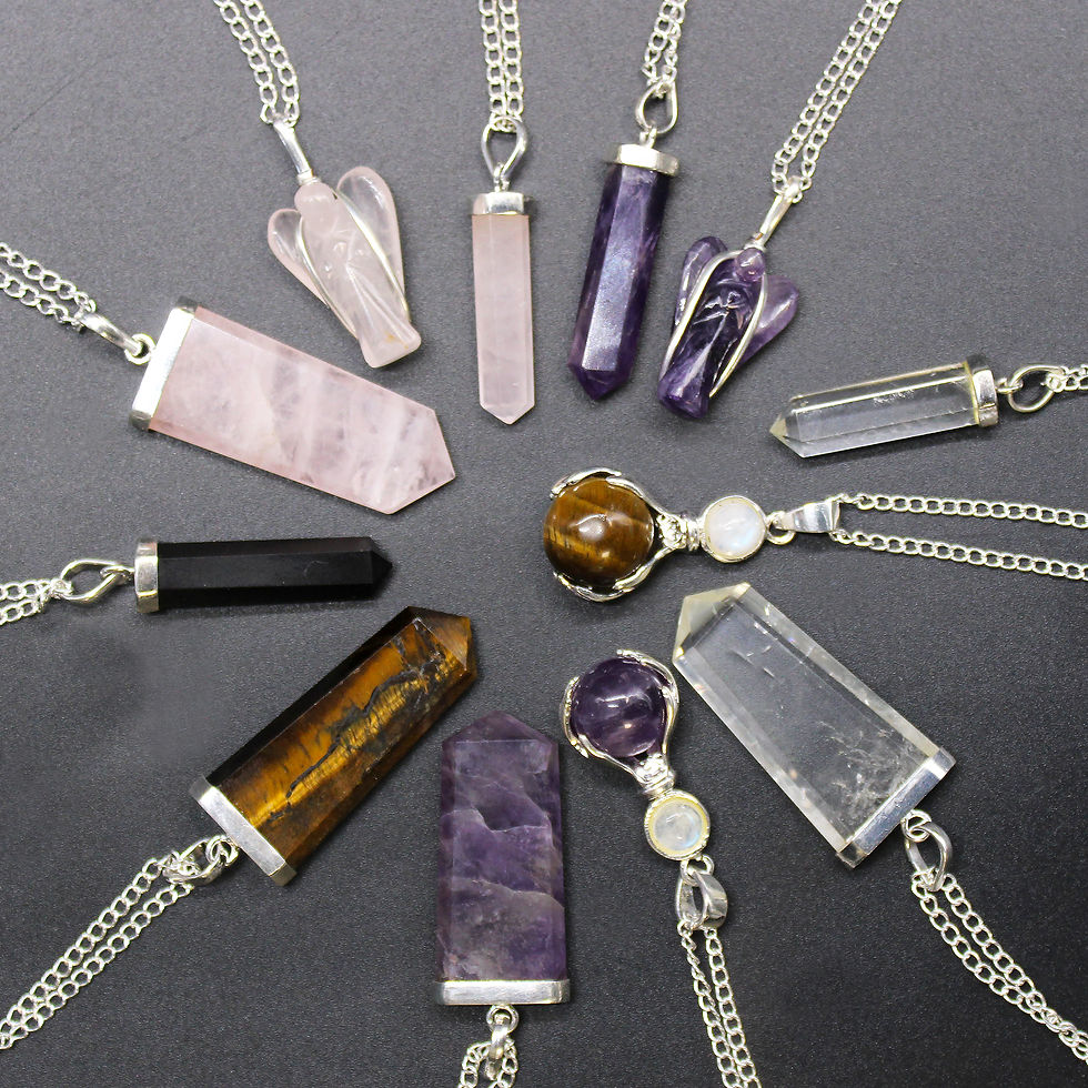 Thumbnail: Gemstone Flat Pencil Pendant - Amethyst