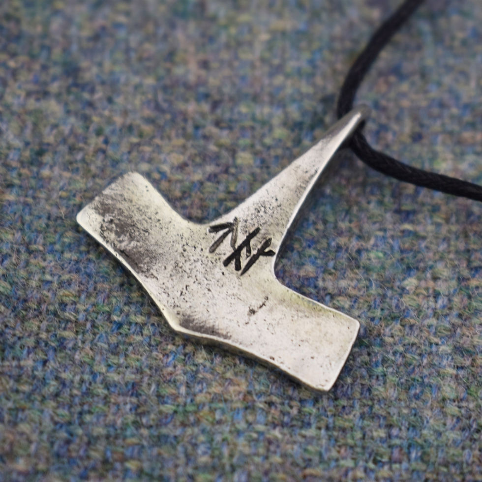 Thumbnail: Danish Hammered Hammer Pewter Norse Pendant