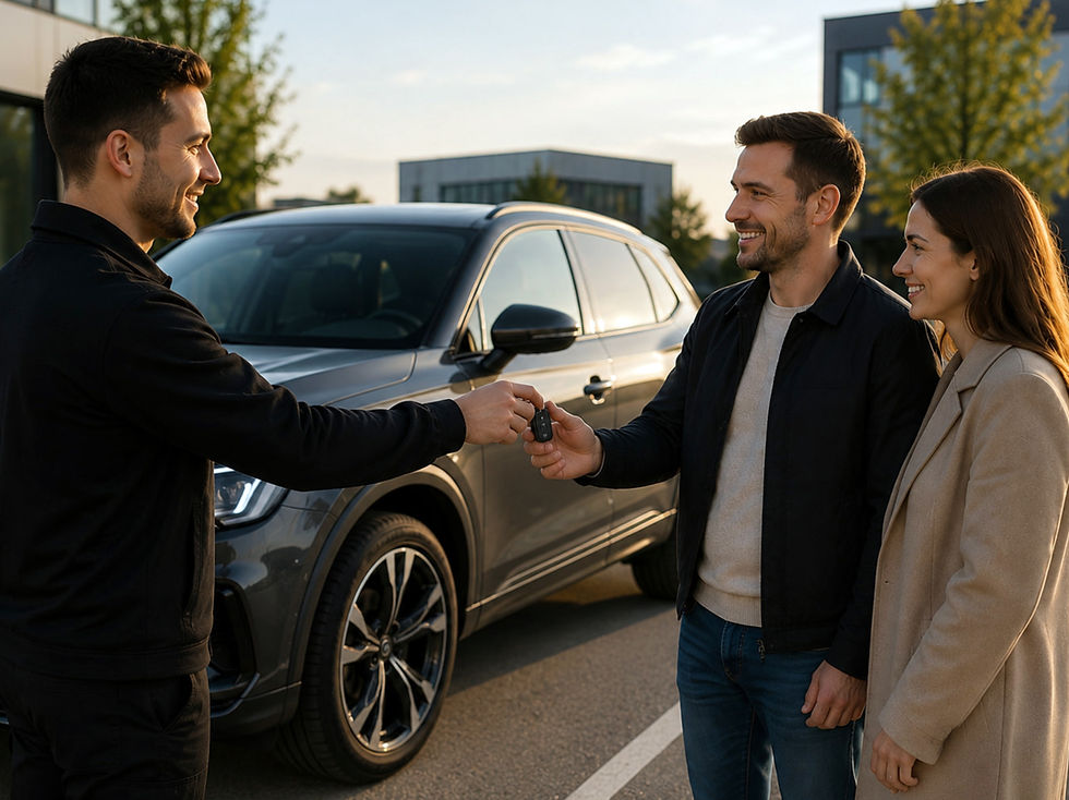 Fahrzeugübergabe an den Kunden nach erfolgreicher Fahrzeugüberführung