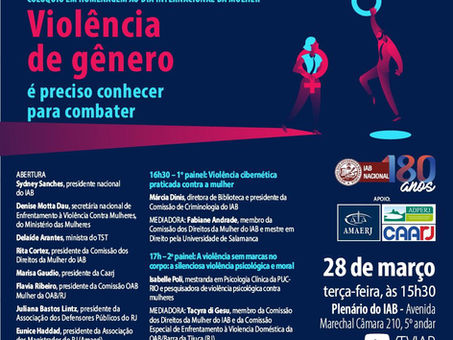 Colóquio do IAB sobre violência de gênero contará com a participação de Marcia Dinis