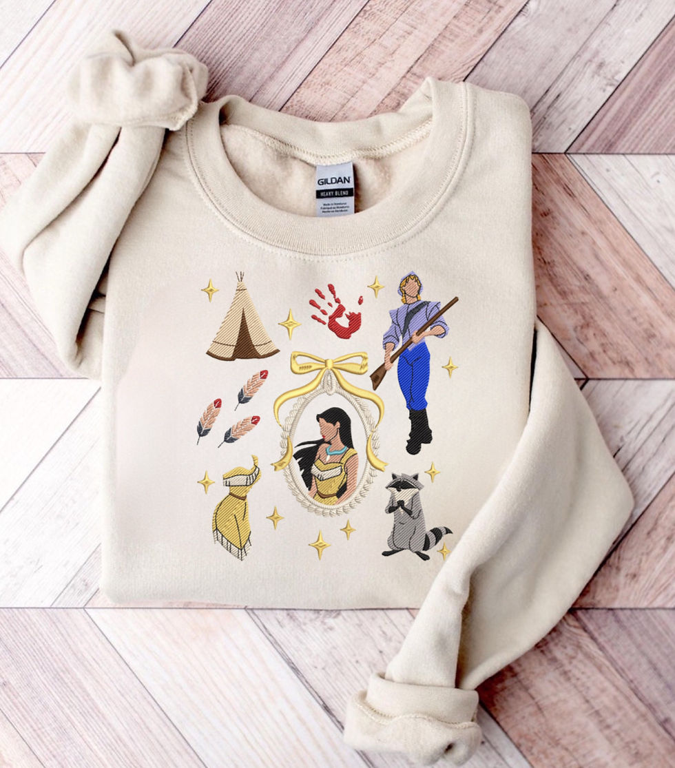 Pocahontas embroidery DTF transfer