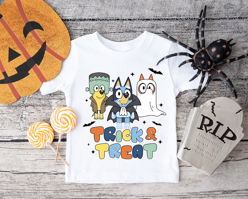 Trick or treat Bluey Halloween DTF transfer