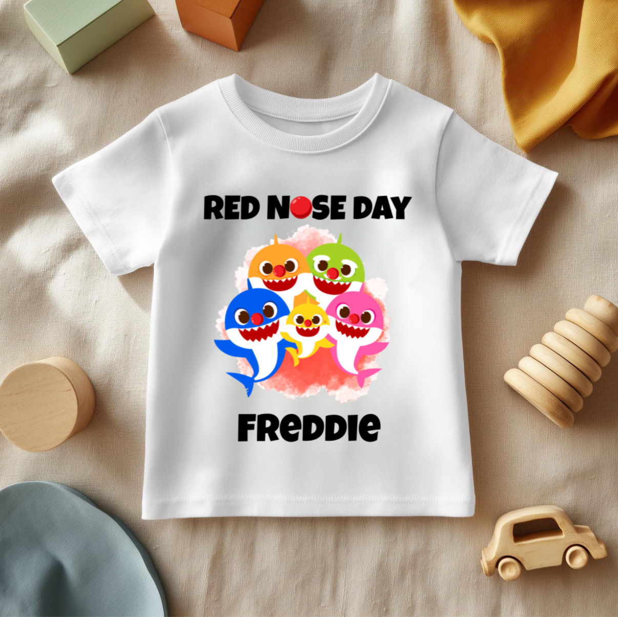 Personalised Baby shark Red nose DTF transfer 