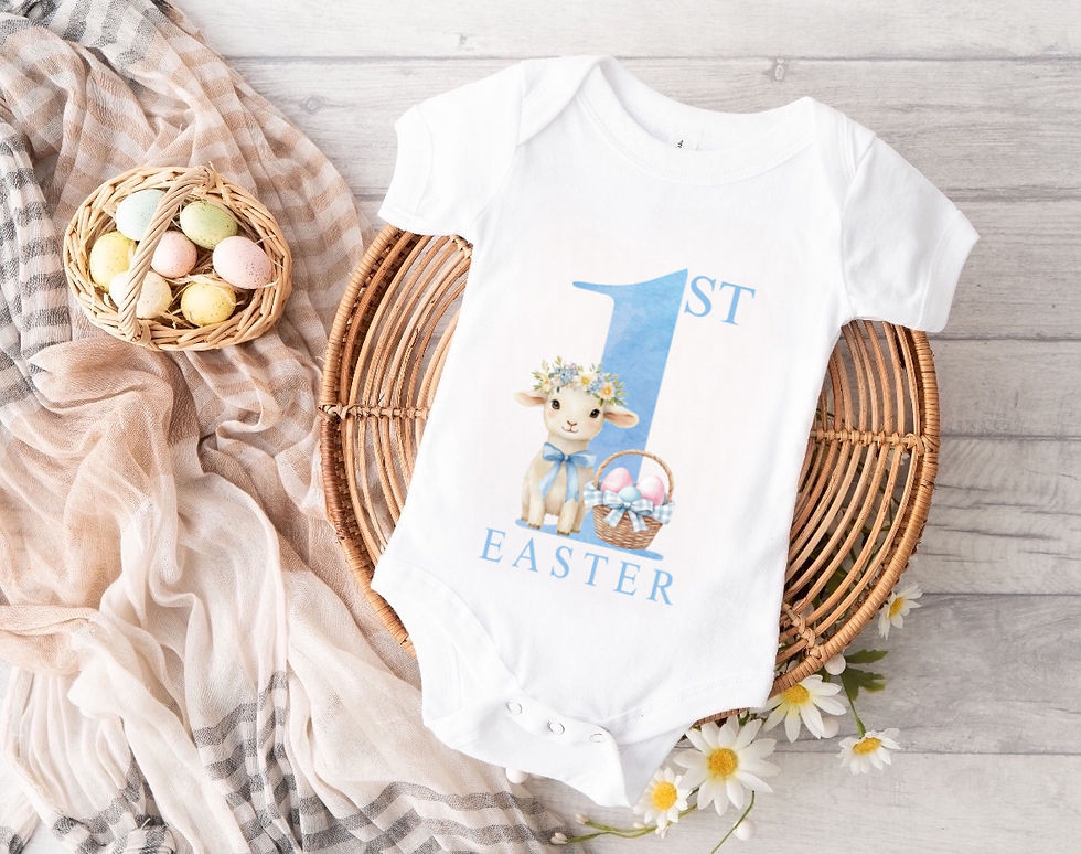 First Easter blue lamb DTF transfer