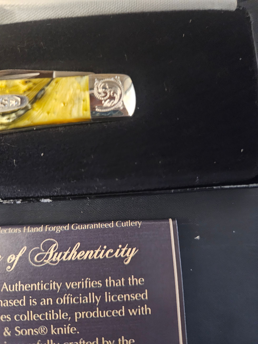 Thumbnail: Case XX™ Engraved Bolster Series 24K Gold Corelon Mini Trapper Pocket Knife 9207