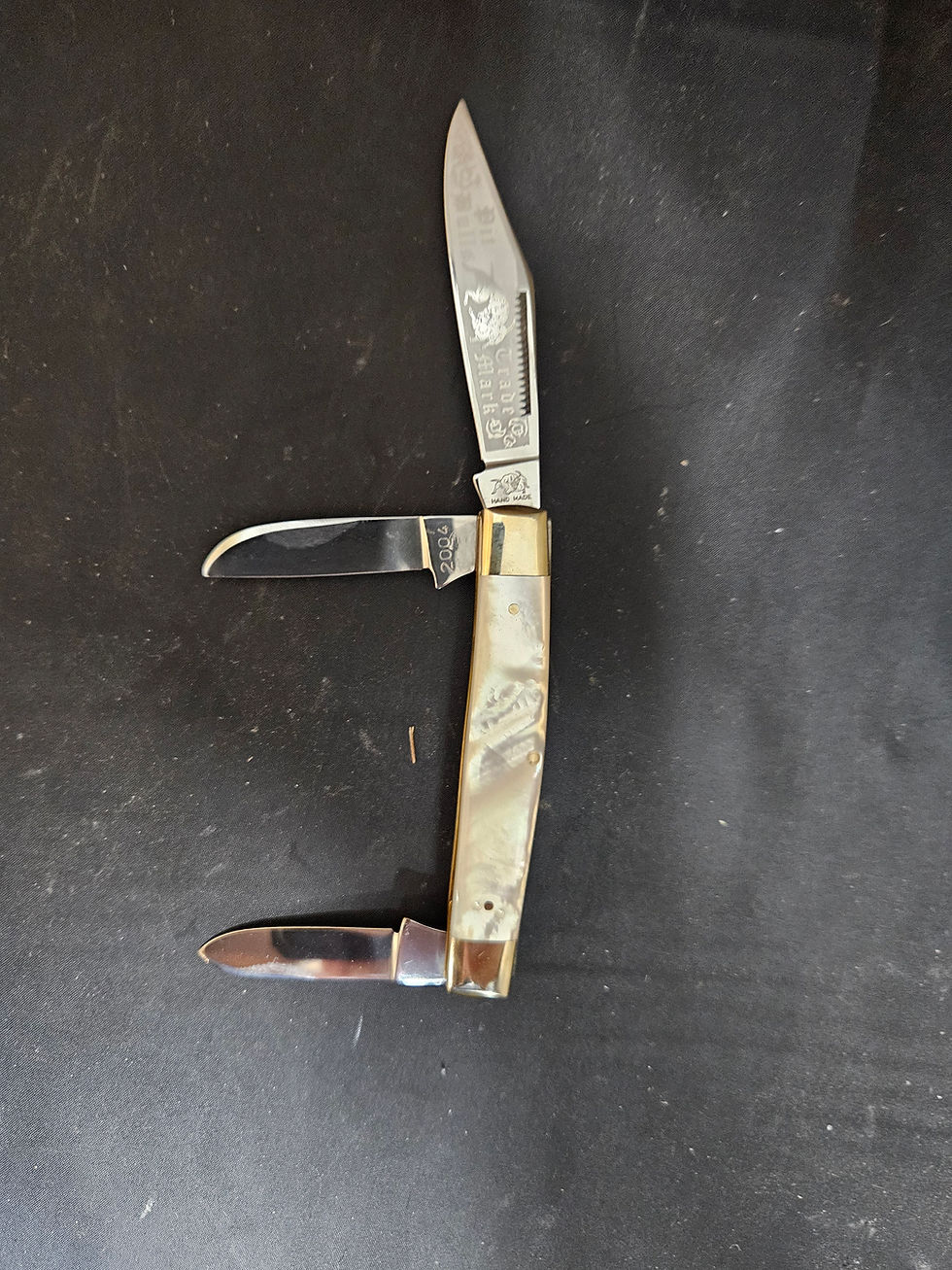 Thumbnail: Bulldog Brand BD1542 25th Anniversary Stockman 3 Blade Mother of Pearl NOS